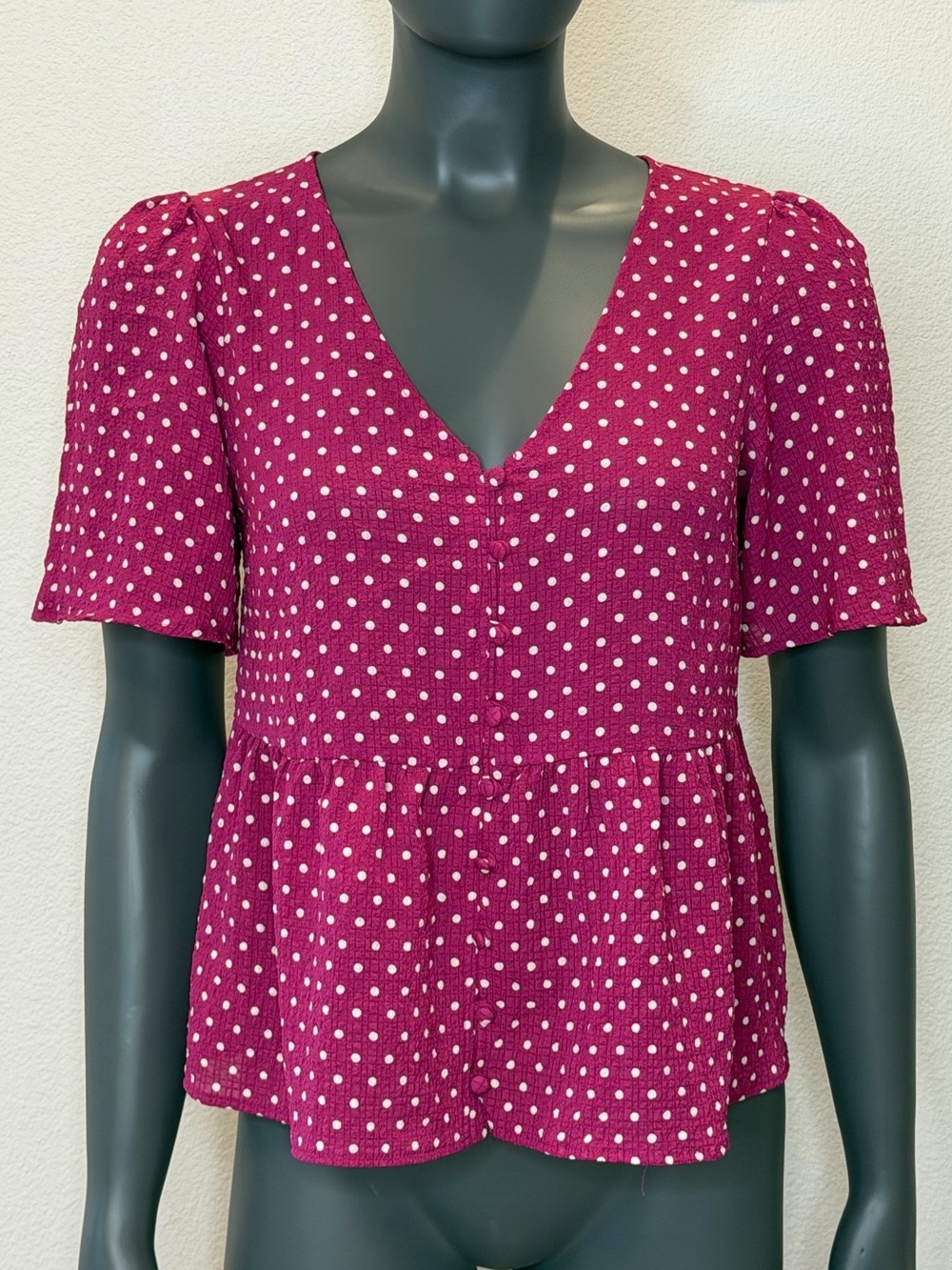Sezane Eleonore Magenta Polka Dot Blouse Top Women’s Size XS France 34